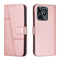 Custodia Portafoglio In Pelle Cover con Supporto Y01X per Realme C51 Oro Rosa