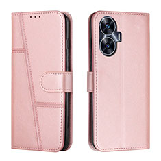 Custodia Portafoglio In Pelle Cover con Supporto Y01X per Realme C55 Oro Rosa