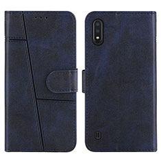 Custodia Portafoglio In Pelle Cover con Supporto Y01X per Samsung Galaxy A01 SM-A015 Blu