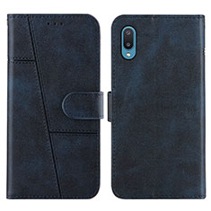 Custodia Portafoglio In Pelle Cover con Supporto Y01X per Samsung Galaxy A02 Blu