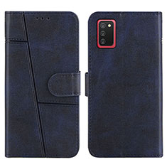 Custodia Portafoglio In Pelle Cover con Supporto Y01X per Samsung Galaxy A02s Blu