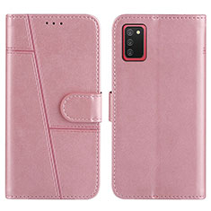 Custodia Portafoglio In Pelle Cover con Supporto Y01X per Samsung Galaxy A02s Oro Rosa