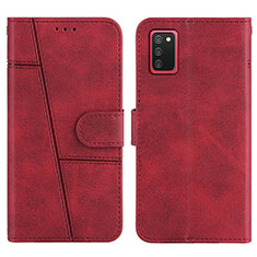 Custodia Portafoglio In Pelle Cover con Supporto Y01X per Samsung Galaxy A02s Rosso