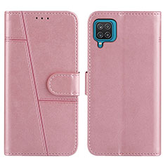 Custodia Portafoglio In Pelle Cover con Supporto Y01X per Samsung Galaxy A12 Nacho Oro Rosa