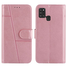 Custodia Portafoglio In Pelle Cover con Supporto Y01X per Samsung Galaxy A21s Oro Rosa