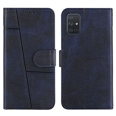 Custodia Portafoglio In Pelle Cover con Supporto Y01X per Samsung Galaxy A71 4G A715 Blu