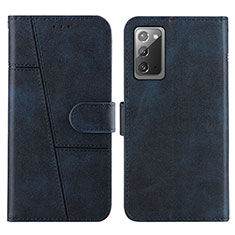 Custodia Portafoglio In Pelle Cover con Supporto Y01X per Samsung Galaxy Note 20 5G Blu
