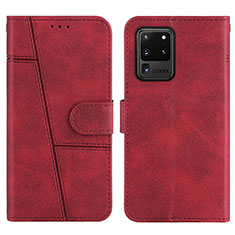 Custodia Portafoglio In Pelle Cover con Supporto Y01X per Samsung Galaxy S20 Ultra 5G Rosso