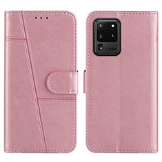 Custodia Portafoglio In Pelle Cover con Supporto Y01X per Samsung Galaxy S20 Ultra Oro Rosa