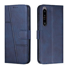 Custodia Portafoglio In Pelle Cover con Supporto Y01X per Sony Xperia 1 IV Blu