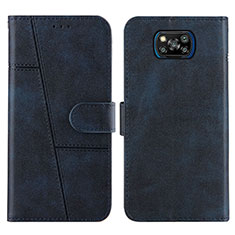 Custodia Portafoglio In Pelle Cover con Supporto Y01X per Xiaomi Poco X3 NFC Blu
