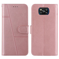 Custodia Portafoglio In Pelle Cover con Supporto Y01X per Xiaomi Poco X3 NFC Oro Rosa