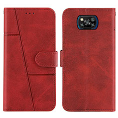 Custodia Portafoglio In Pelle Cover con Supporto Y01X per Xiaomi Poco X3 Pro Rosso