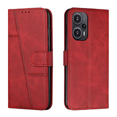 Custodia Portafoglio In Pelle Cover con Supporto Y01X per Xiaomi Redmi Note 12 Turbo 5G Rosso