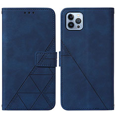 Custodia Portafoglio In Pelle Cover con Supporto Y02B per Apple iPhone 13 Pro Max Blu