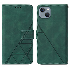 Custodia Portafoglio In Pelle Cover con Supporto Y02B per Apple iPhone 15 Plus Verde