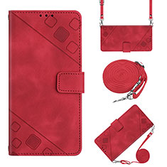 Custodia Portafoglio In Pelle Cover con Supporto Y02B per Motorola Moto E32 Rosso