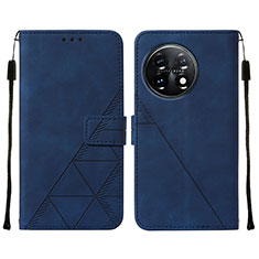 Custodia Portafoglio In Pelle Cover con Supporto Y02B per OnePlus 11 5G Blu