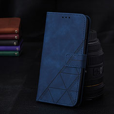 Custodia Portafoglio In Pelle Cover con Supporto Y02B per Samsung Galaxy A02s Blu