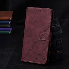 Custodia Portafoglio In Pelle Cover con Supporto Y02B per Samsung Galaxy A03s Rosso Rosa