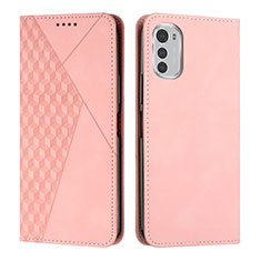 Custodia Portafoglio In Pelle Cover con Supporto Y02X per Motorola Moto E32 Oro Rosa