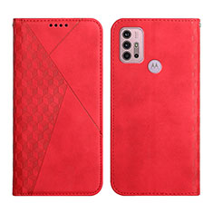 Custodia Portafoglio In Pelle Cover con Supporto Y02X per Motorola Moto G10 Power Rosso