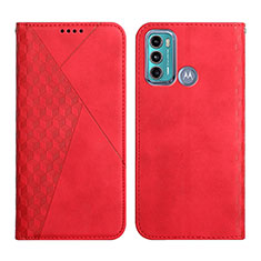 Custodia Portafoglio In Pelle Cover con Supporto Y02X per Motorola Moto G60 Rosso
