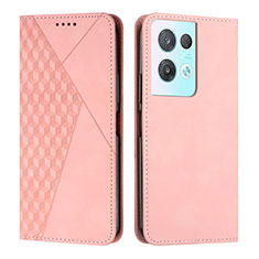 Custodia Portafoglio In Pelle Cover con Supporto Y02X per Oppo Reno8 Pro 5G Oro Rosa