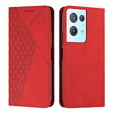 Custodia Portafoglio In Pelle Cover con Supporto Y02X per Oppo Reno8 Pro+ Plus 5G Rosso