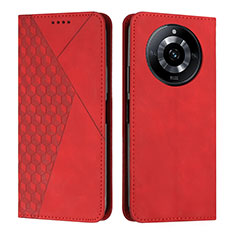 Custodia Portafoglio In Pelle Cover con Supporto Y02X per Realme 11 Pro 5G Rosso