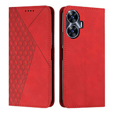 Custodia Portafoglio In Pelle Cover con Supporto Y02X per Realme C55 Rosso