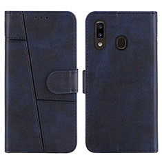 Custodia Portafoglio In Pelle Cover con Supporto Y02X per Samsung Galaxy A20 Blu