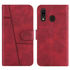 Custodia Portafoglio In Pelle Cover con Supporto Y02X per Samsung Galaxy A20 Rosso