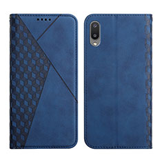 Custodia Portafoglio In Pelle Cover con Supporto Y02X per Samsung Galaxy M02 Blu