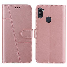 Custodia Portafoglio In Pelle Cover con Supporto Y02X per Samsung Galaxy M11 Oro Rosa