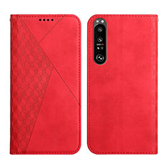 Custodia Portafoglio In Pelle Cover con Supporto Y02X per Sony Xperia 1 III Rosso