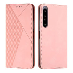 Custodia Portafoglio In Pelle Cover con Supporto Y02X per Sony Xperia 1 IV Oro Rosa