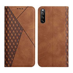 Custodia Portafoglio In Pelle Cover con Supporto Y02X per Sony Xperia 10 III Marrone