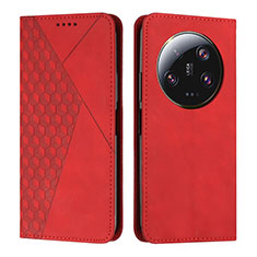 Custodia Portafoglio In Pelle Cover con Supporto Y02X per Xiaomi Mi 13 Ultra 5G Rosso