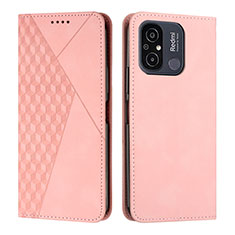 Custodia Portafoglio In Pelle Cover con Supporto Y02X per Xiaomi Poco C55 Oro Rosa