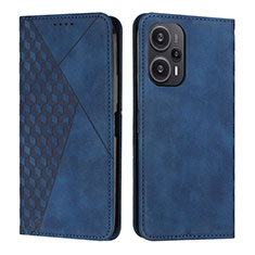 Custodia Portafoglio In Pelle Cover con Supporto Y02X per Xiaomi Poco F5 5G Blu