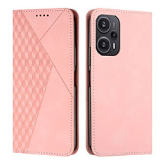 Custodia Portafoglio In Pelle Cover con Supporto Y02X per Xiaomi Poco F5 5G Oro Rosa