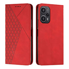 Custodia Portafoglio In Pelle Cover con Supporto Y02X per Xiaomi Poco F5 5G Rosso