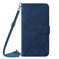 Custodia Portafoglio In Pelle Cover con Supporto Y03B per Samsung Galaxy M02 Blu