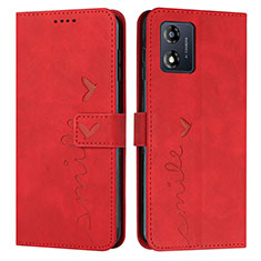 Custodia Portafoglio In Pelle Cover con Supporto Y03X per Motorola Moto E13 Rosso
