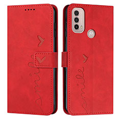 Custodia Portafoglio In Pelle Cover con Supporto Y03X per Motorola Moto E20 Rosso