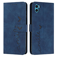 Custodia Portafoglio In Pelle Cover con Supporto Y03X per Motorola Moto E22S Blu