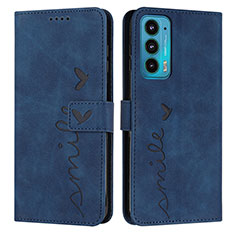 Custodia Portafoglio In Pelle Cover con Supporto Y03X per Motorola Moto Edge 20 5G Blu