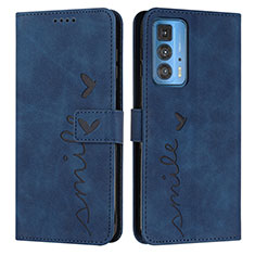 Custodia Portafoglio In Pelle Cover con Supporto Y03X per Motorola Moto Edge 20 Pro 5G Blu