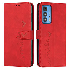 Custodia Portafoglio In Pelle Cover con Supporto Y03X per Motorola Moto Edge 20 Pro 5G Rosso